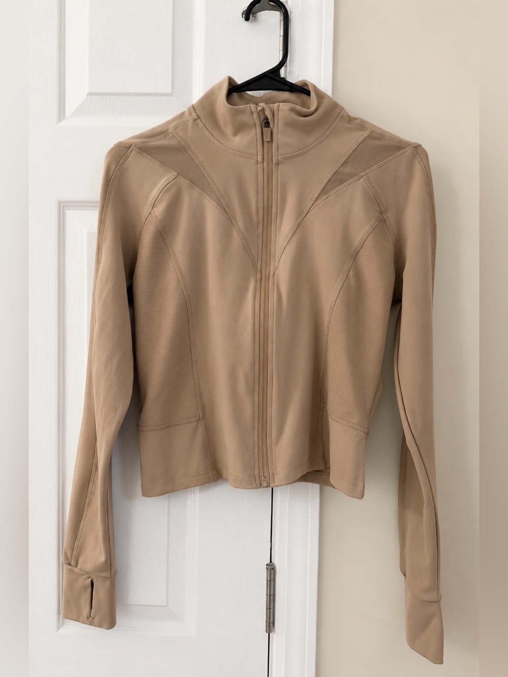 Yogalicious Lux Taupe Full Zip Cropped Athletic Jacket